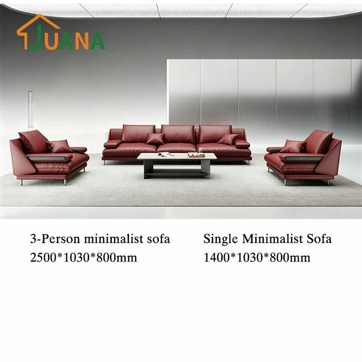 Geometric Block Full-Grain Leather Sofa Suite factory